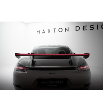 Carbon spoiler with upper swan-neck mounts V.2 + LED for Porsche 718 Cayman 982c