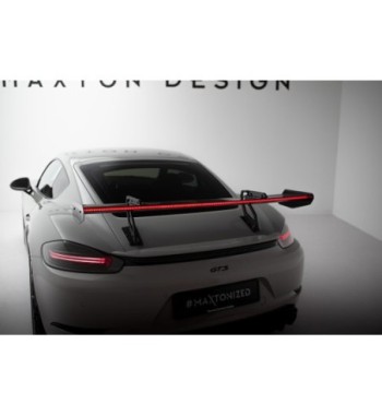 Carbon spoiler with upper swan-neck mounts V.2 + LED for Porsche 718 Cayman 982c