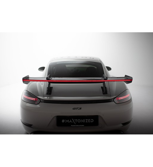 Carbon spoiler with upper swan-neck mounts V.1 + LED for Porsche 718 Cayman 982c