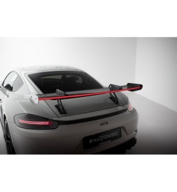 Carbon spoiler with upper swan-neck mounts V.1 + LED for Porsche 718 Cayman 982c