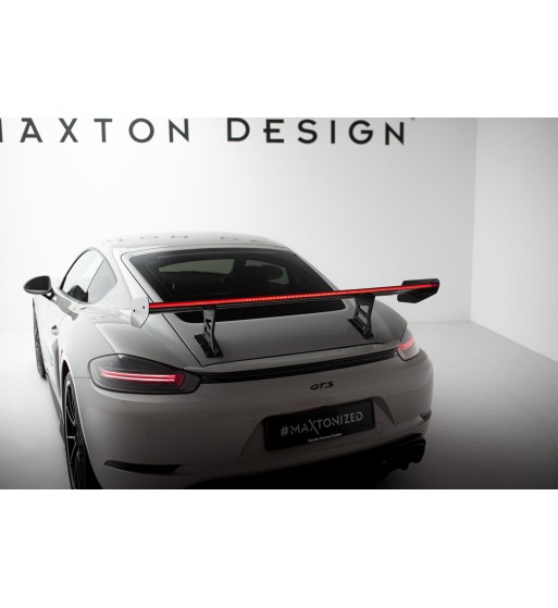 Carbon spoiler with internal mounts V.1 + LED for Porsche 718 Cayman 982c