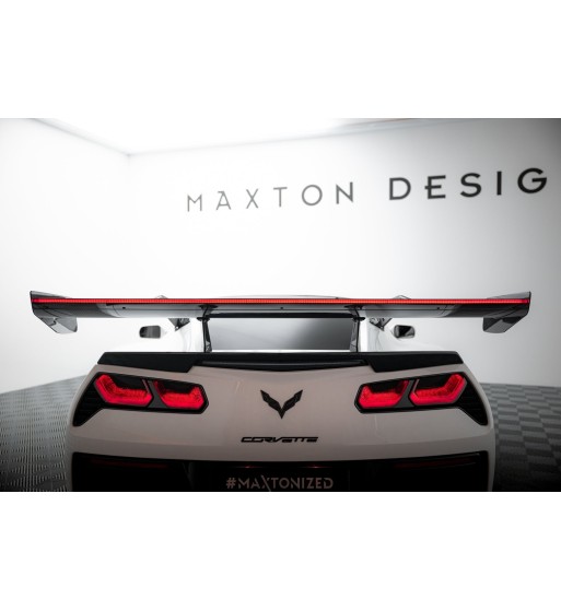 Carbon spoiler with upper swan-neck mounts + LED for Chevrolet Corvette Stingray / Grand Sport C7