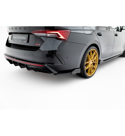 Splitter laterali posteriori V.4 + Flap per Skoda Octavia RS Combi / Liftback Mk4 / Mk4 Facelift