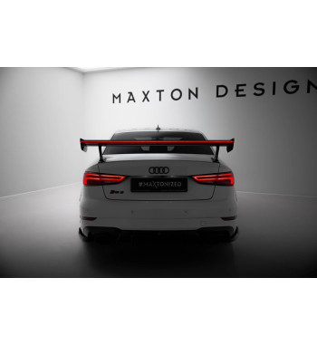 Spoiler in carbonio con staffe esterne verticali + LED Audi A3 / A3 S-Line / S3 / RS3 Berlina 8V / 8V Facelift