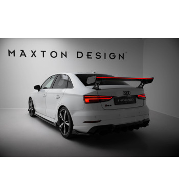 Spoiler in carbonio con staffe esterne verticali + LED Audi A3 / A3 S-Line / S3 / RS3 Berlina 8V / 8V Facelift
