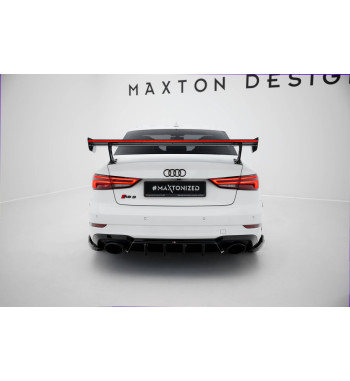 Spoiler in carbonio con staffe esterne verticali + LED Audi A3 / A3 S-Line / S3 / RS3 Berlina 8V / 8V Facelift