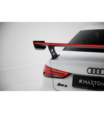 Spoiler in carbonio con staffe esterne verticali + LED Audi A3 / A3 S-Line / S3 / RS3 Berlina 8V / 8V Facelift