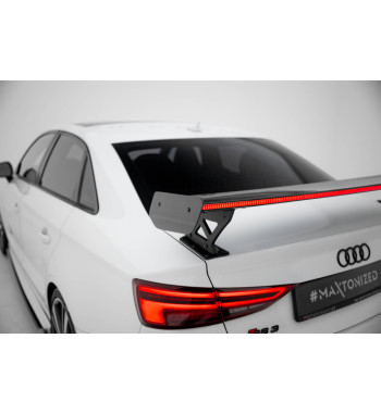 Spoiler in carbonio con staffe esterne verticali + LED Audi A3 / A3 S-Line / S3 / RS3 Berlina 8V / 8V Facelift