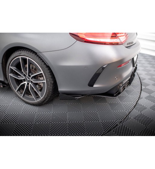 Street Pro Splitter laterali posteriori + Flap per Mercedes-AMG C43 Coupe / Cabrio C205 Facelift / A205 Facelift