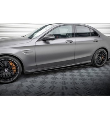 Street Pro Side skirt diffusers + Flaps for Mercedes-AMG C63 Sedan / Estate W205 Facelift