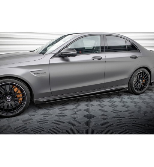 Street Pro Side skirt diffusers + Flaps for Mercedes-AMG C63 Sedan / Estate W205 Facelift