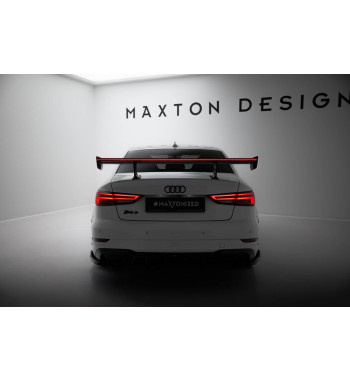 Spoiler in carbonio con staffe interne verticali + LED Audi A3 / A3 S-Line / S3 / RS3 Berlina 8V / 8V Facelift