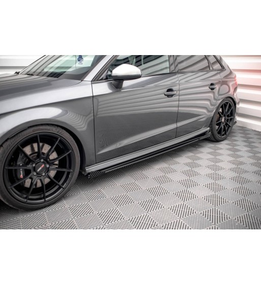 Street Pro Side skirt diffusers + Flaps for Audi S3 / A3 S-Line Sportback 8V Facelift